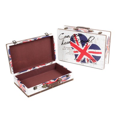 Wooden Suit Cases Nested Set of 2 - UNION JACK