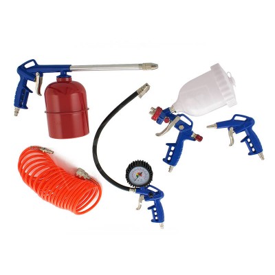 5pce Air Tools Set | Spray Gun + Air Duster + Tyre Inflator + Oil Gun + Air Hose