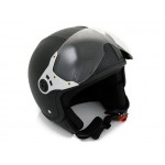 Motorbike Helmet Vintage Leather Look Open Face L 59-60cm Matt Black