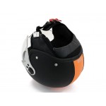Motorbike Helmet Vintage Leather Look Open Face XL 61cm Orange, White and Black