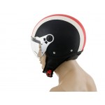 Motorbike Helmet Vintage Leather Look Open Face L 59-60cm Matt Red and Black