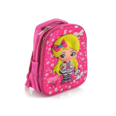School Bag Pink 3D Cartoon Girl Design