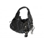 Handbags Black with Floral Stud and Tassles