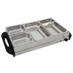 4 Pan Heated Food Warmer | 300W Electric | 4 Dish Stainless Steel Buffet Warmers