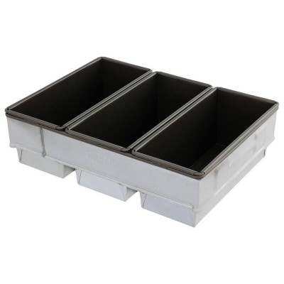 Commercial 3 Tray 700g Loaf Baking Pan - Heavy Duty with Non-Stick Tins