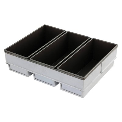 Commercial 3 Tray 900g Loaf Baking Pan - Heavy Duty with Non-Stick Tins