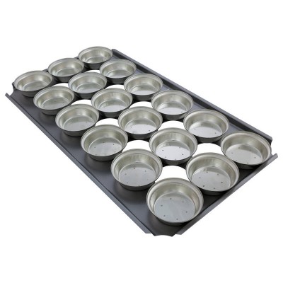 16" Pie Baking Tray - 18x Round 11cm Shallow Pies Commercial S/S Self Cutting