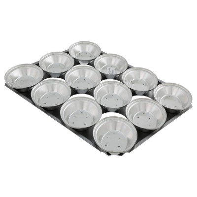 18" Pie Baking Tray - 12x Oval 11cm Pies Commercial S/S Self Cutting