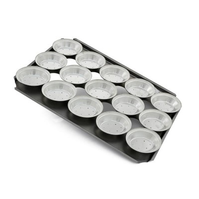 16" Pie Baking Tray - 15x Oval 13cm Pies Commercial S/S Self Cutting