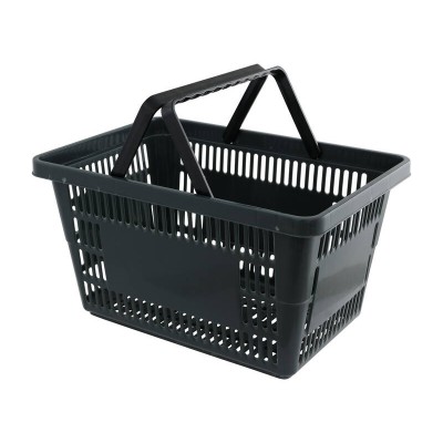 Supermarket Shopping Basket with Folding Handles - Grey