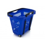 Plastic Trolley Basket Wheeled Carry Baskets - Blue