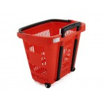 Plastic Trolley Basket Wheeled Carry Baskets - Red