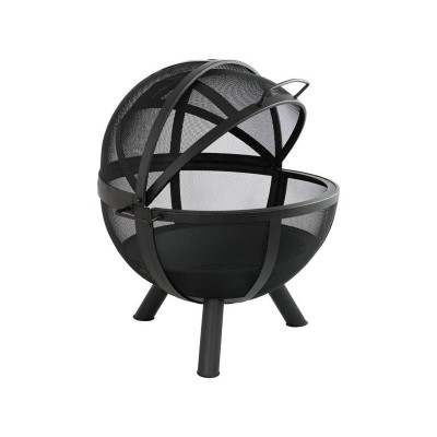 60cm Hooded Orb Fire Pit - Outdoor Fireplace | Round Steel Mesh Ball on Legs
