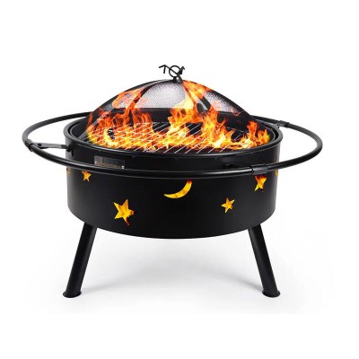 2-in-1 Outdoor Fire Pit & BBQ Bowl with Hibachi-Style Grill