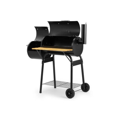 3-In-1 Smoker BBQ Charcoal Grill - Barrel Barbeque with Side Box