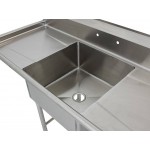 1.78m Stainless Steel Commercial Kitchen Worktop Sink (C) Bench with Splashback