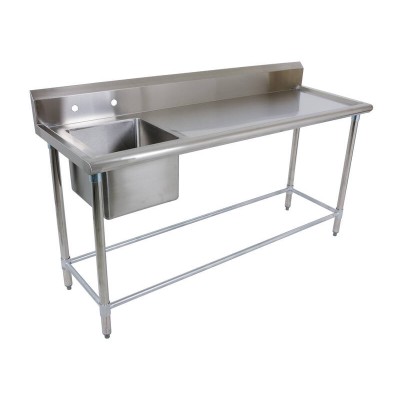 1.78m Stainless Steel Left Sink Bench - 90cm Worktops + Splashback
