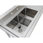 1.78m Stainless Steel Commercial Kitchen Worktop 2 Sink (L) Bench & Splashback
