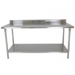 1.8m Stainless Steel Commercial Kitchen Worktop Bench with Splashback & Shelf