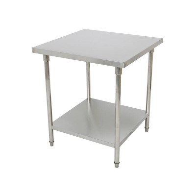0.8m Square Stainless Steel Commercial Kitchen Worktop Bench with Lower Shelf