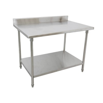 1.2m Stainless Steel Commercial Kitchen Worktop Bench with Splashback & Shelf