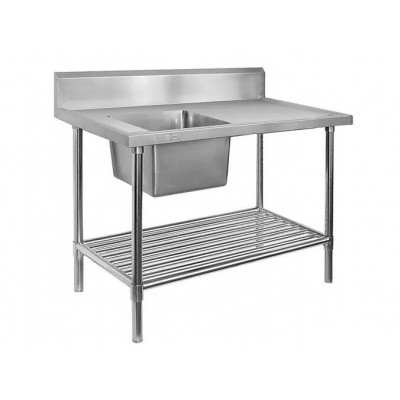 1.2m Stainless Steel Left Single Sink Bench with Pot Undershelf
