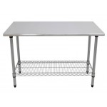 1.3m Stainless Steel Commercial Kitchen Worktop Bench Counter with Wire Shelf