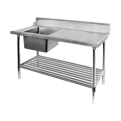 1.5m Single Sink Dishwasher Bench - LEFT INLET - Stainless Steel