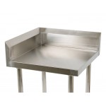 0.6m Square Stainless Steel Corner Kitchen Worktop Bench with Splashback & Shelf