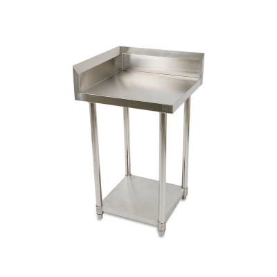 0.6m Square Stainless Steel Corner Kitchen Worktop Bench with Splashback & Shelf