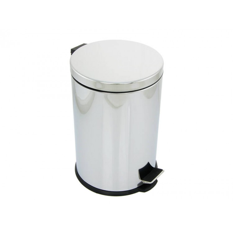 Pedal Rubbish Bin Polished Stainless Steel - Round 20L