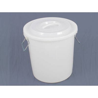 Plastic Storage Bin Round with Lid 40L WHITE