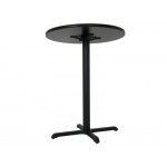 80cm Round Bar Leaner Table - Double Sided Black / Mahogany Top - Cast Iron Base