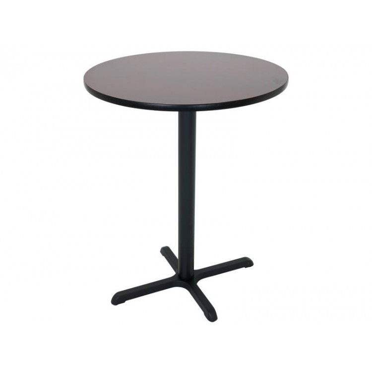 80cm Round Bar Leaner Table - Double Sided Black / Mahogany Top - Cast Iron Base