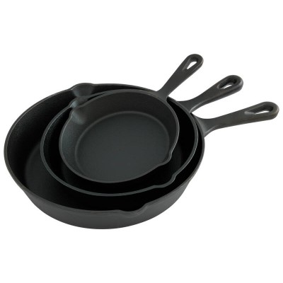 Cast Iron Skillet Fry Pan Set 9Pce 15cm, 20cm, 25cm Frying Pans