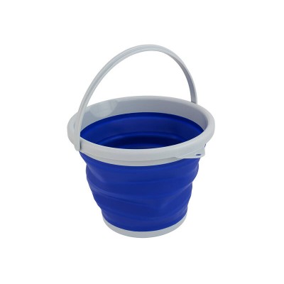 Collapsible Camping Bucket 10L Rubber Blue / Grey