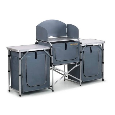 Deluxe Camping Kitchen - Foldable Portable with Storage and Wind Shield