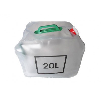 20L PVC Water Carrier with Easy Pour Valve - Folds Flat for Storage