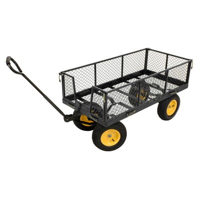 500kg Garden Trolley Cart - 1.2m x 0.6m - Platform Cart with Folding Cage Sides