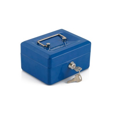 Cash Box Locking Small Cashbox Coin Box - Blue