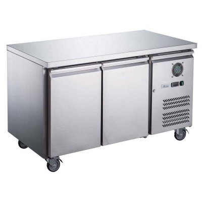 1.36m Commercial Chilled Prep Bench - 2 Door Stainless Steel Refrigerator