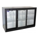 330L Commercial Bar Fridge - 3 Glass Door, Sliding - Drinks Display Refrigerator