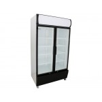 900L Upright Display Cooler Fridge - Double Glass Door Chiller