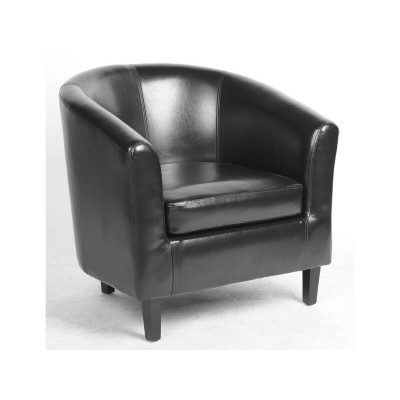 Classic Leather Look Retro Armchair - PU Leather Lounge Chair - Black