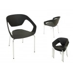 Designer Cafe Dining Chair - Black & Chrome