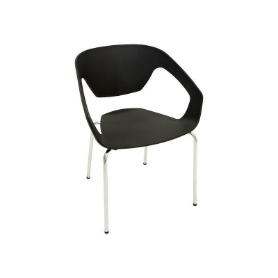 Designer Cafe Dining Chair - Black & Chrome *RRP $89.00