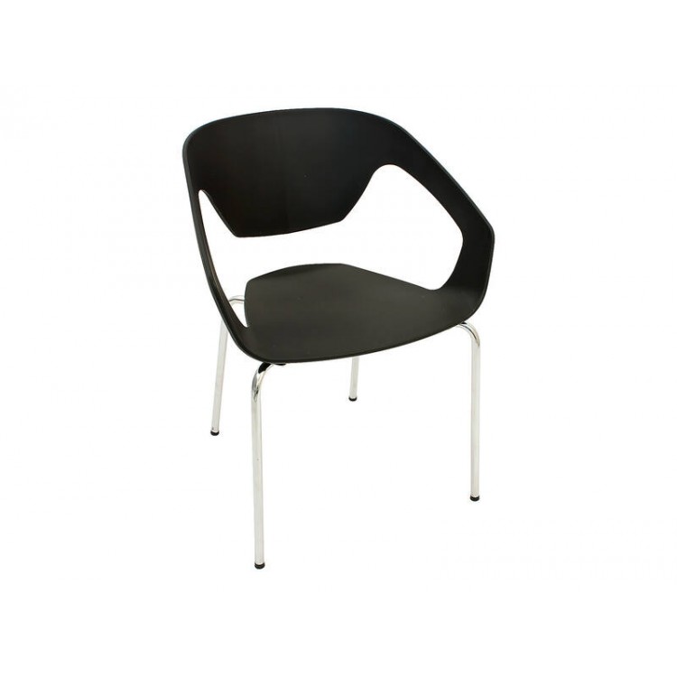Designer Cafe Dining Chair - Black & Chrome