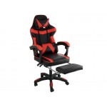 Office Gaming Chair - High Back Racing Seat with Leg Rest - Black & Red