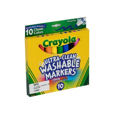 CRAYOLA Broad Line Coloured Super Tip Markers 10 Pack Washable Ultra-Clean