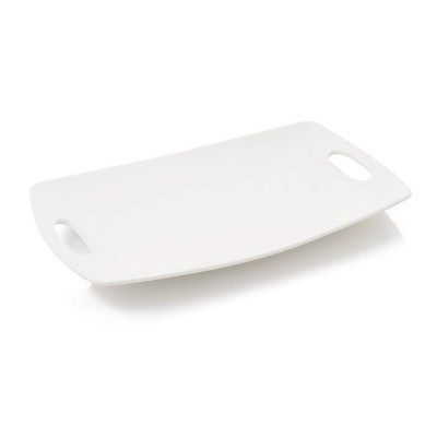 Serving Platter Rectangle White Porcelain with Carry Handles